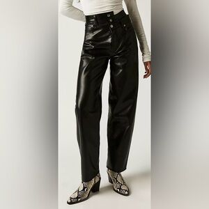 NEW Agolde Recycled leather Broken Waistband pants trousers black party moto 33